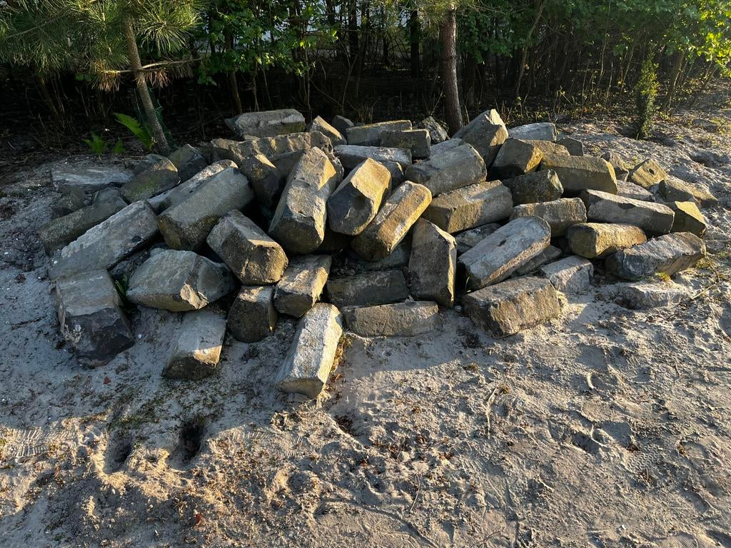Partij basalt blokken, Ophalen, Gebruikt, Antraciet, Kei