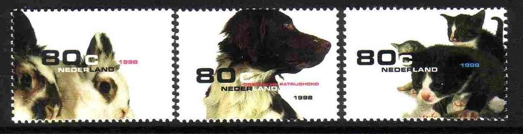 Nederland 1998 1779/1781 Huisdieren oa Patrijshond, Postfris, Ophalen of Verzenden, Na 1940, Postfris