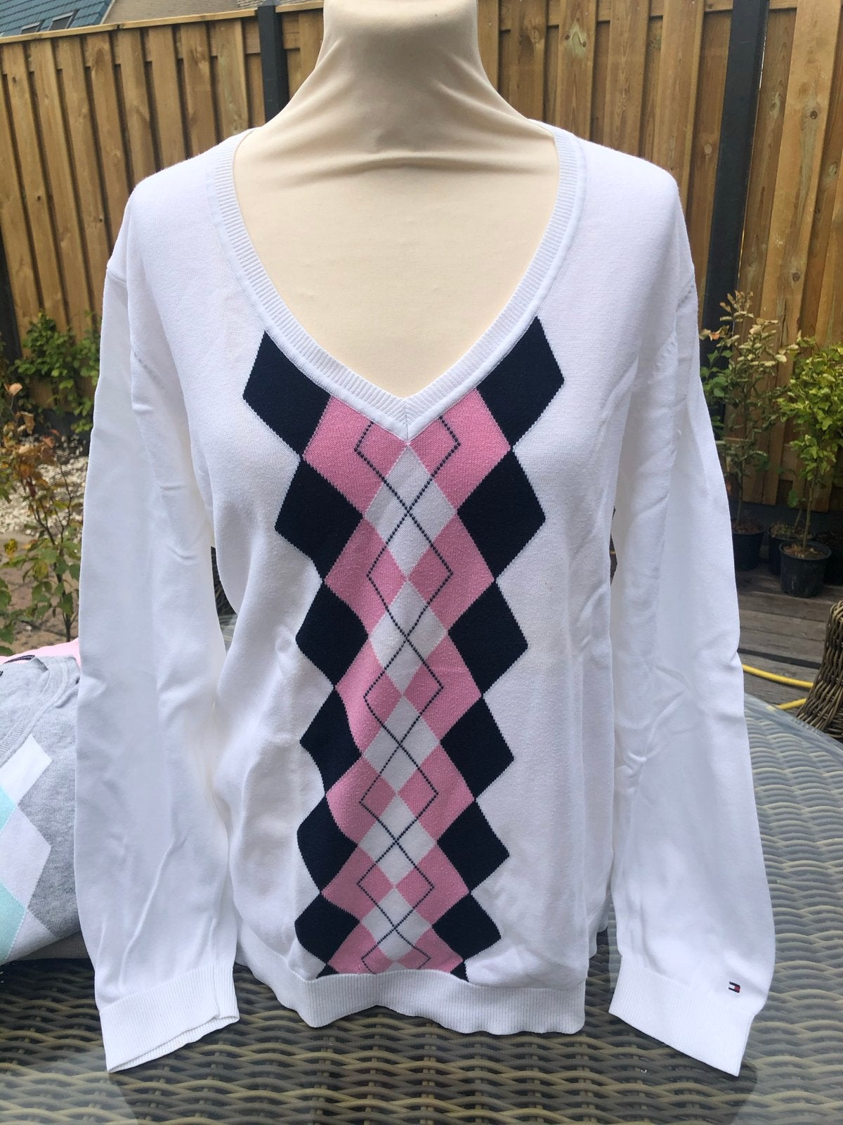 Tommy Hilfiger trui | wit ruit | maat XXL, Ophalen of Verzenden, Zo goed als nieuw, Maat 46/48 (XL) of groter, Wit