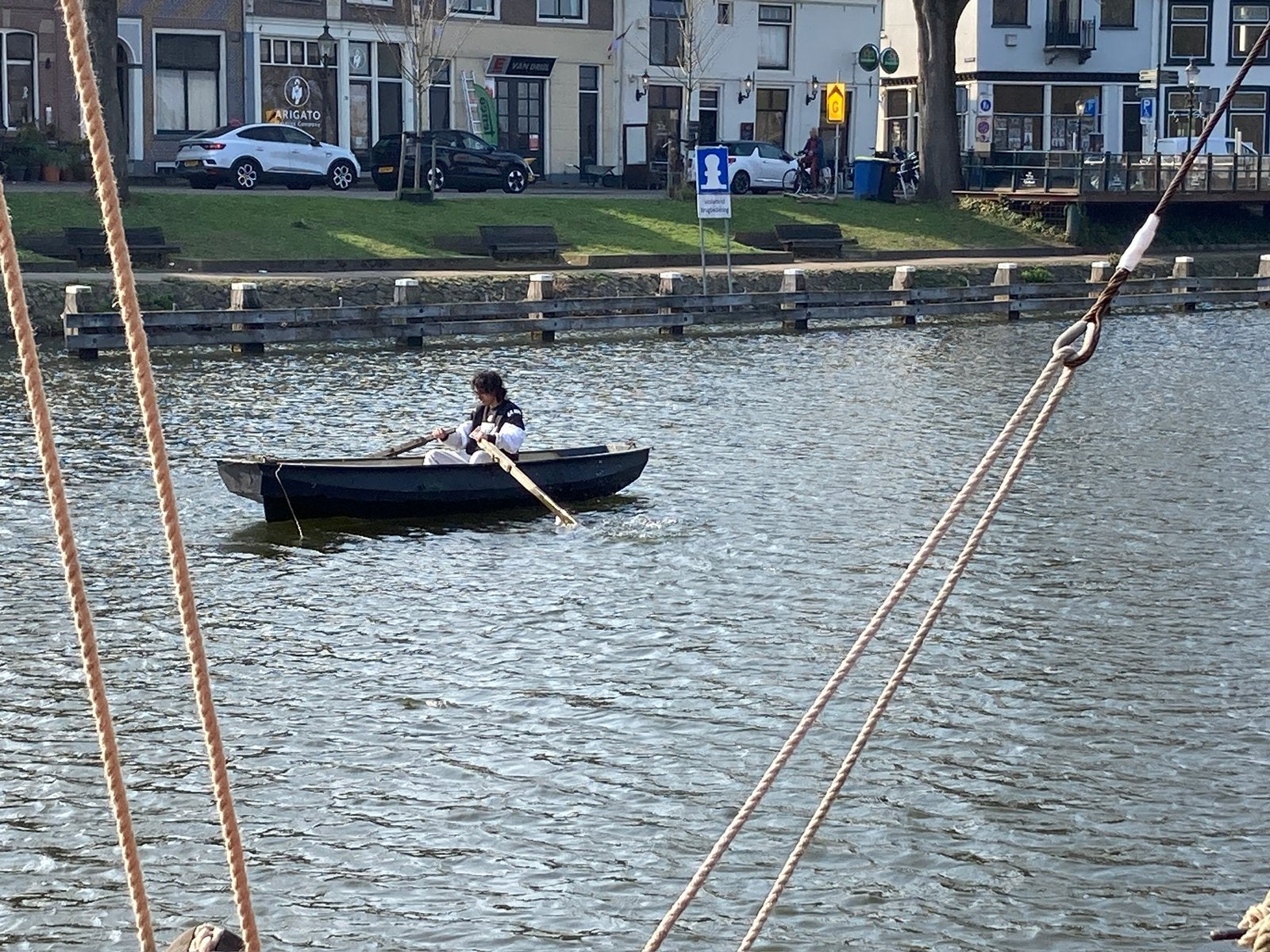 Polyester roeiboot. Met luchtkasten en houten roeispanen, Watersport en Boten, Ophalen of Verzenden, Gebruikt