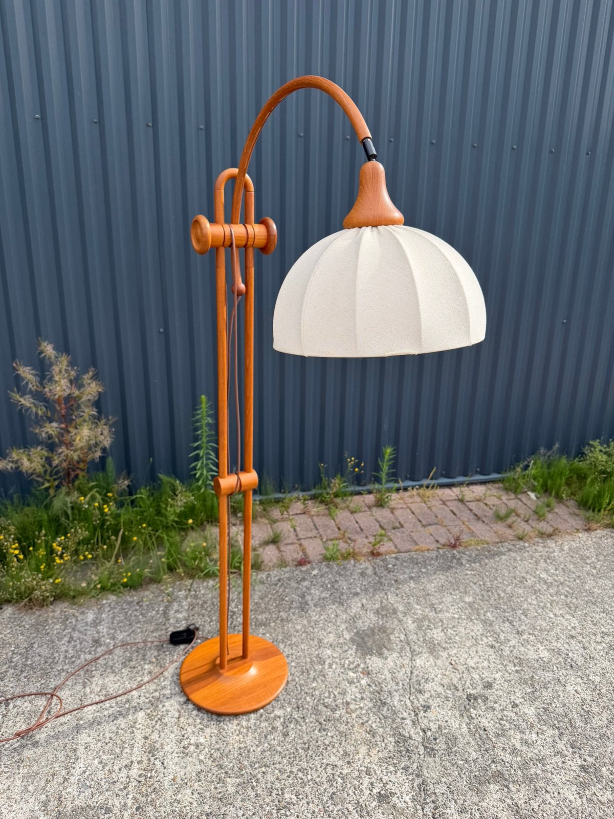 Vintage design vloerlamp teak, Ophalen, Gebruikt, G, G