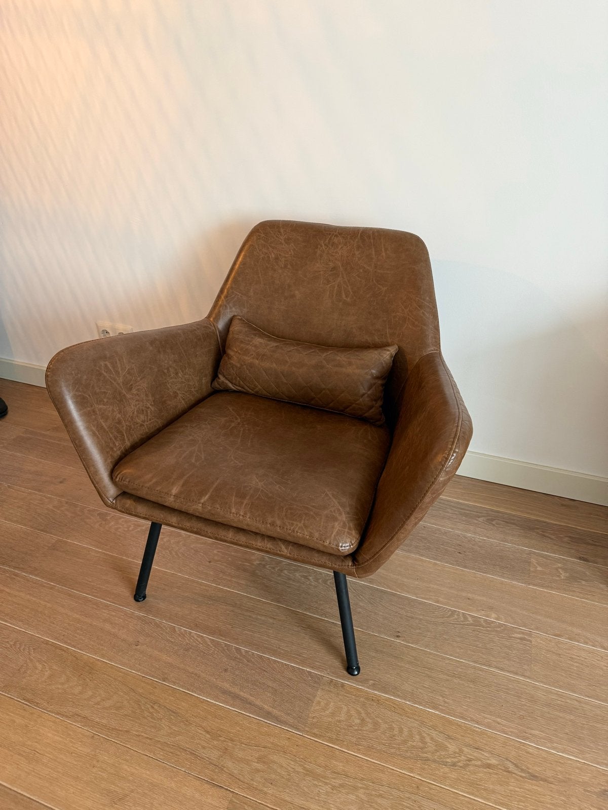 Richmond Interiors Fauteuil - Cognac Leer, Ophalen, Zo goed als nieuw, 50 tot 75 cm, Leer