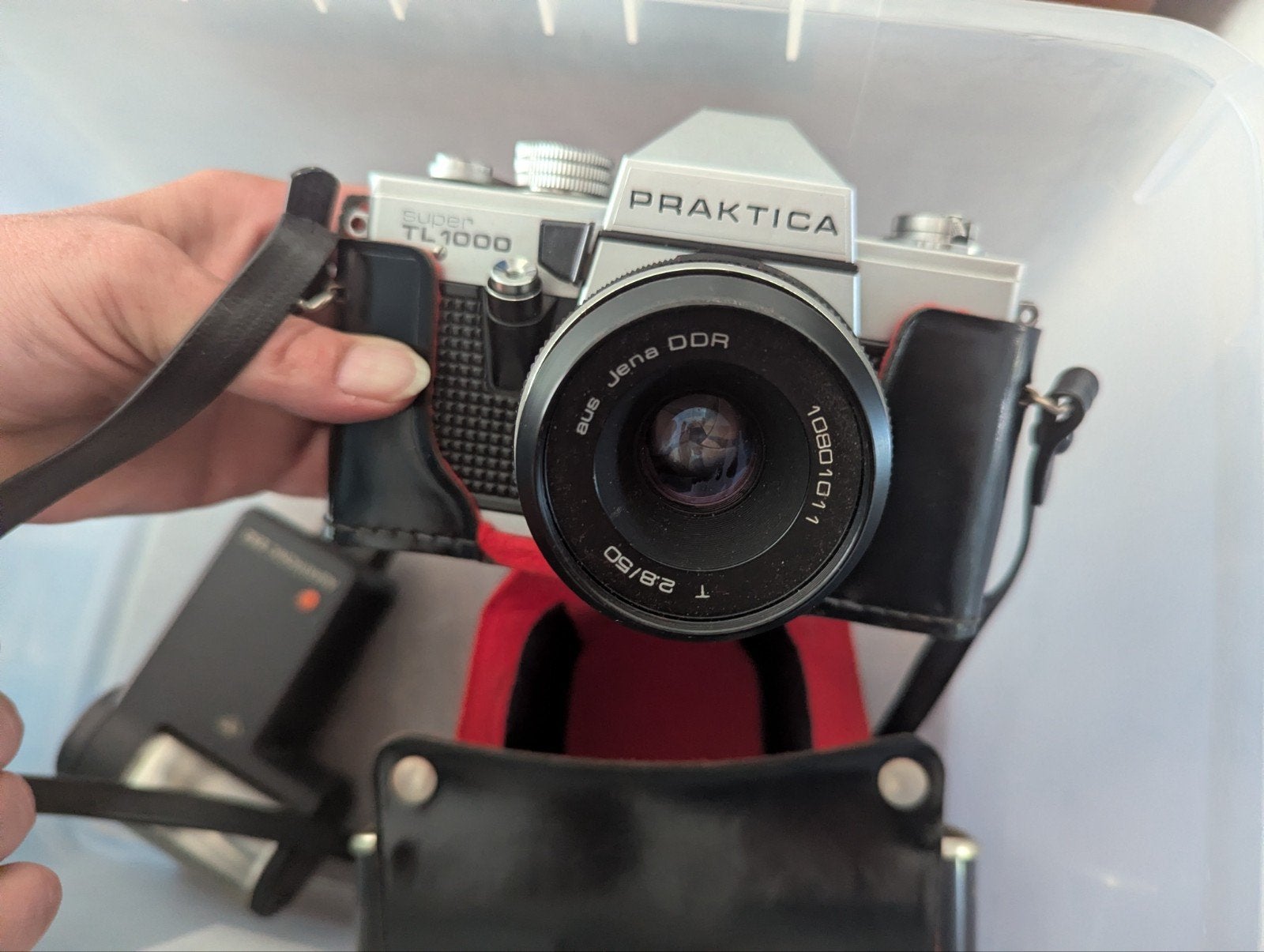 Praktica Super TL1000 Spiegelreflexcamera met flitsers, Ophalen, Gebruikt, Spiegelreflex, Overige Merken