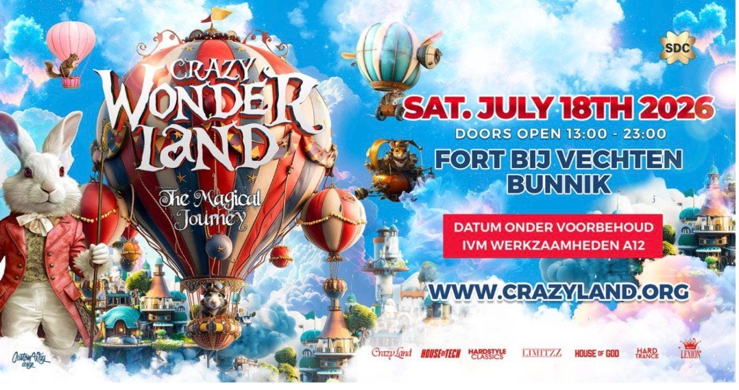 2 kaarten Crazy Wonderland festival 18-7, Tickets en Kaartjes, Evenementen en Festivals, Twee personen