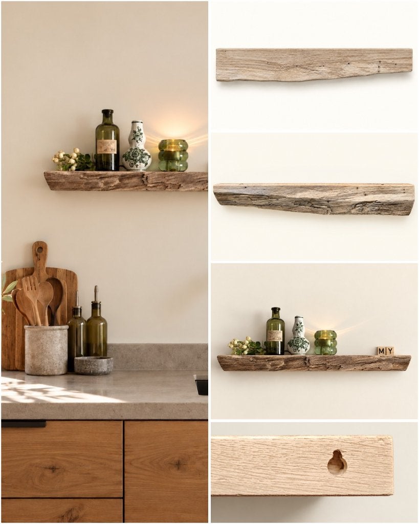 Wandplank eikenhout zwevend decoratief schap 54,5cm #333, Houtatelier M.Y., Info@myhoutatelier.nl, 4 cm, Hout