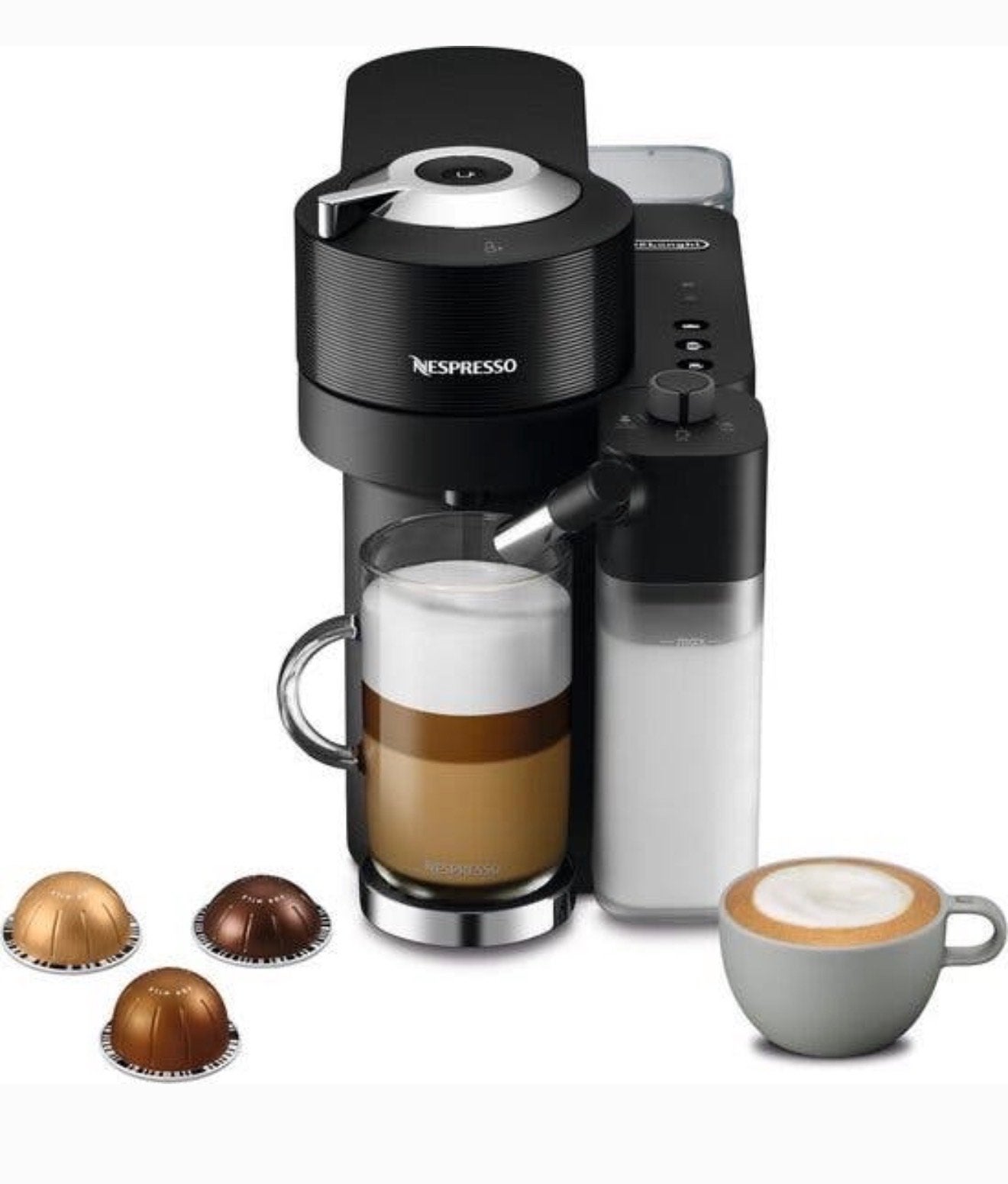 Nespresso Vertuo Lattissima Zwart - Z.G.A.N. met melksysteem, Koffiepads en cups, Koffiemachine, Ophalen of Verzenden, Zo goed als nieuw