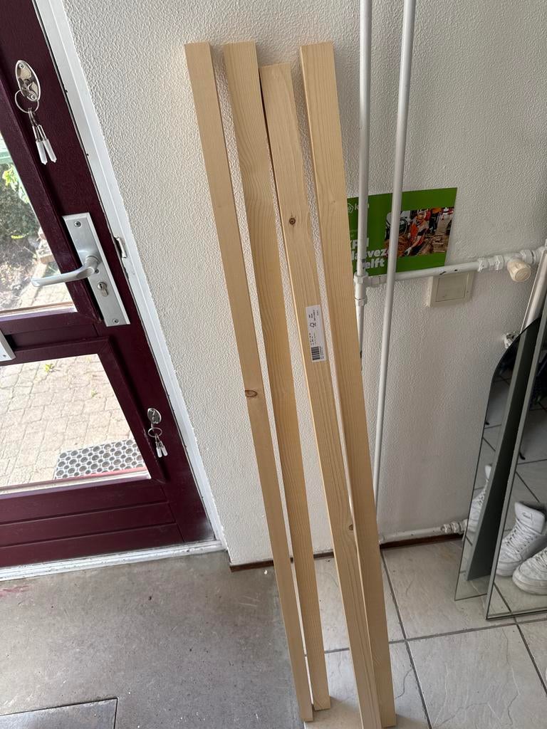 2x Vuren balken 33x44mm, 150cm lang, 25 tot 50 mm, Ophalen of Verzenden, Zo goed als nieuw, Balk
