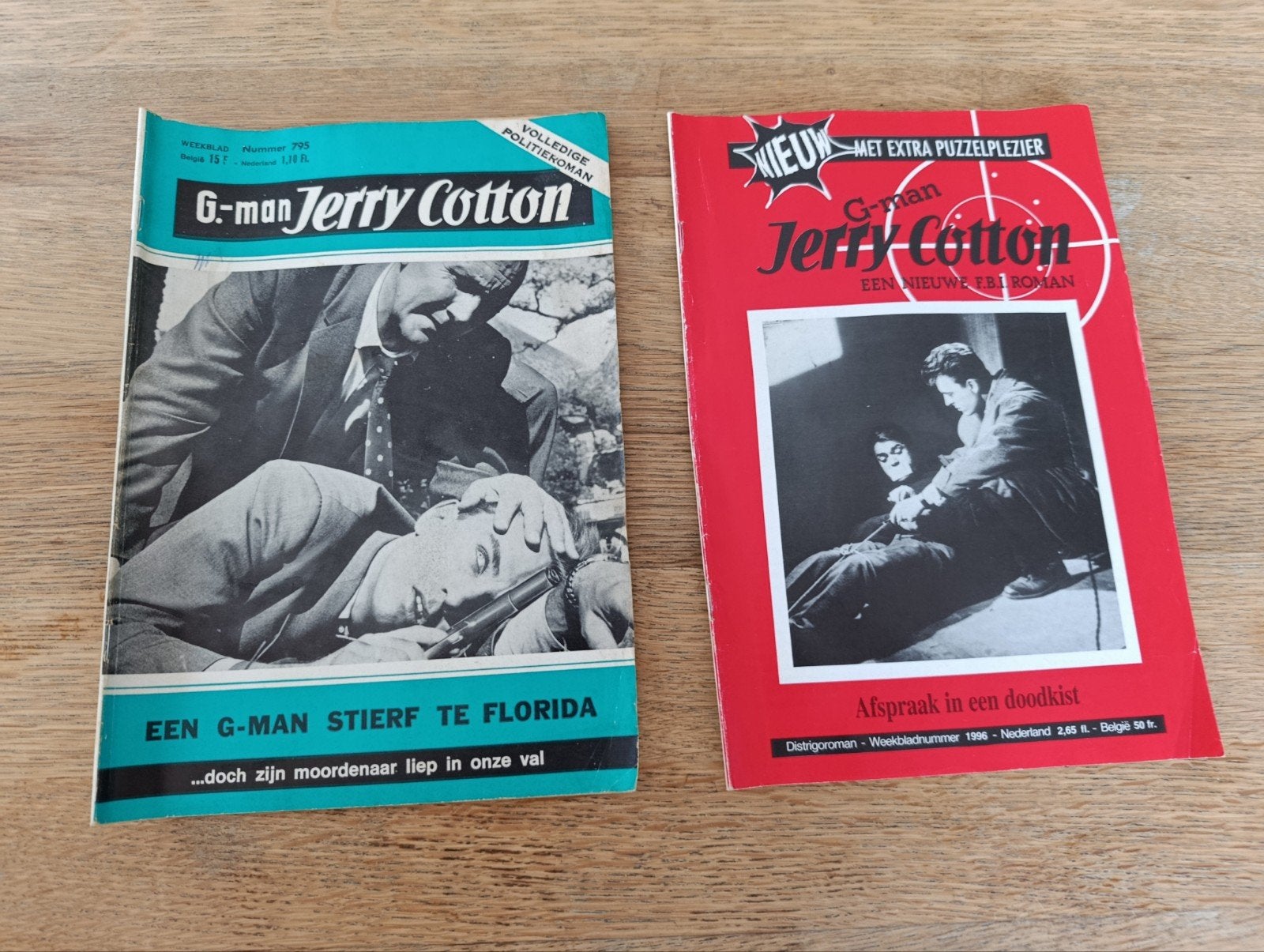 2 oude Jerry Cotton boekjes uit de bekende G-man serie., Ophalen of Verzenden, Gelezen