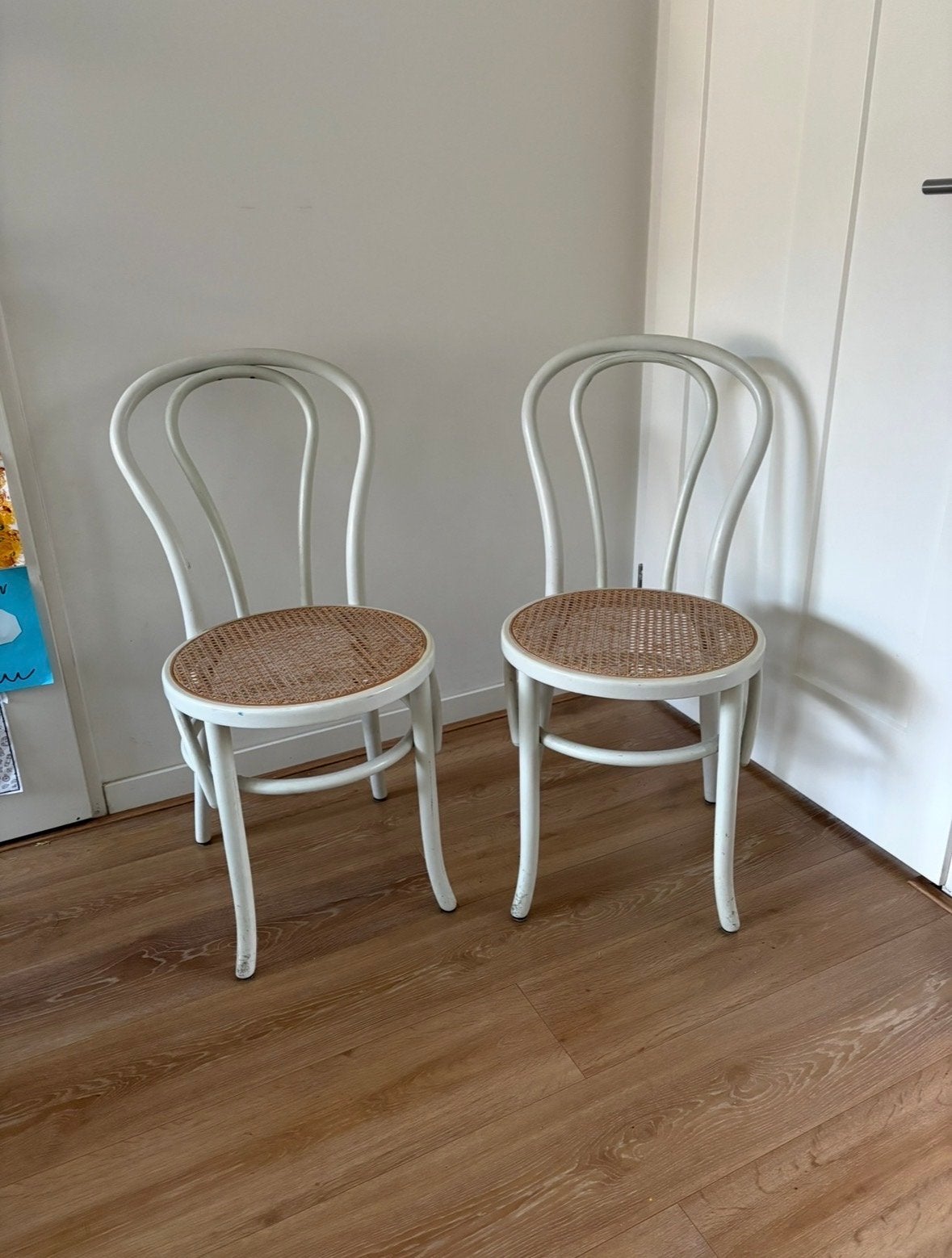 Set van 2 Vintage Manou Stoelen met Webbing/Thonet stijl, Ophalen