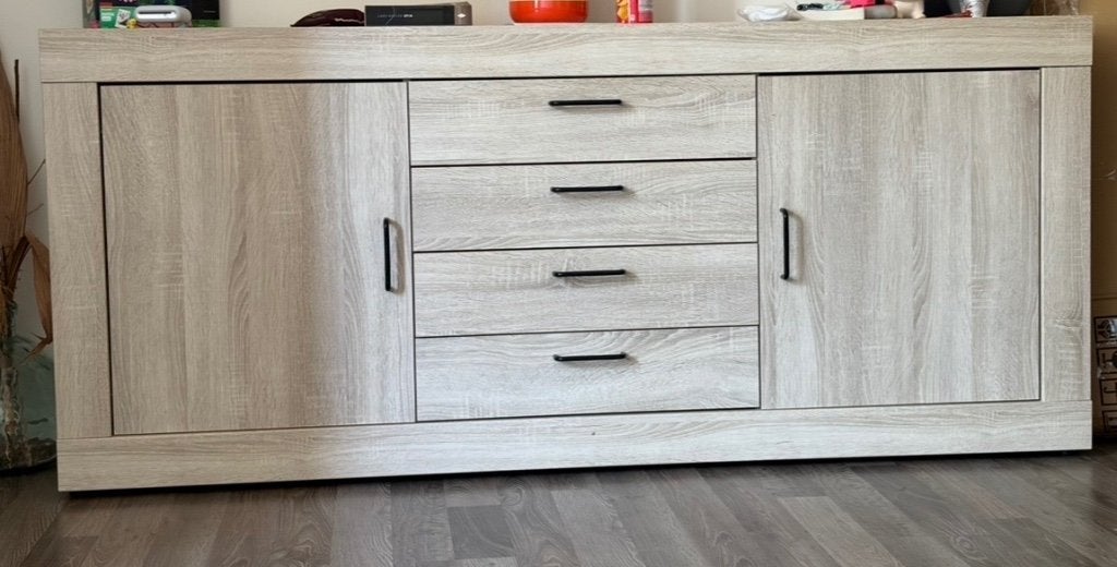 Dressoir grijs eiken, Huis en Inrichting, Kasten | Dressoirs, Ophalen, Met plank(en), Gebruikt, 150 tot 200 cm