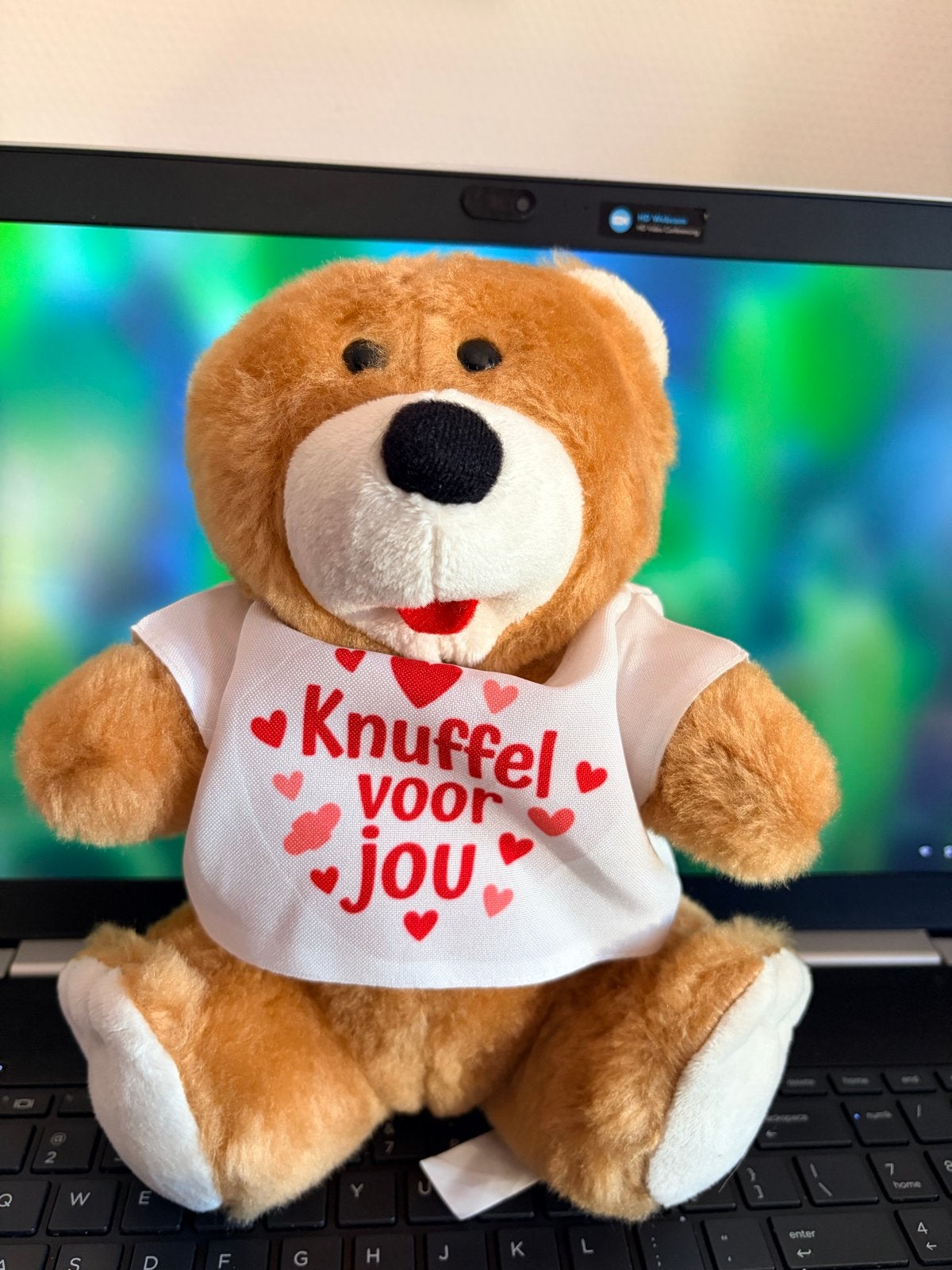 Knuffelbeer "Knuffel voor jou", Beer, Ophalen of Verzenden, Zo goed als nieuw, Met kleding of accessoire