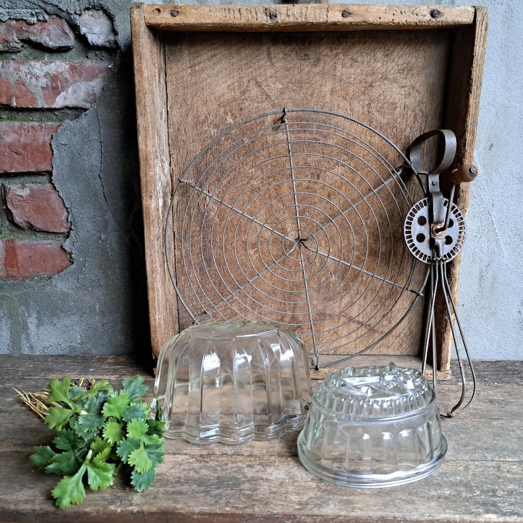 1x Oude brocante glazen puddingvorm *Etage3*, ., Ophalen of Verzenden, Zo goed als nieuw, .