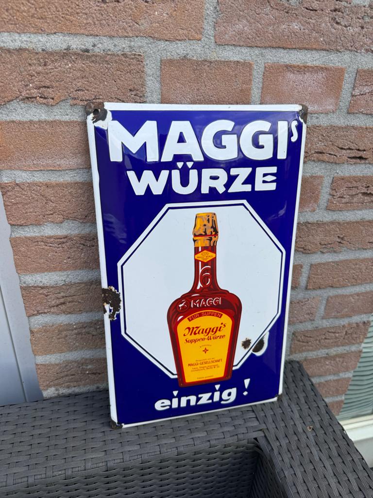 Vintage Maggi's Würze Emaille Reclamebord - Uniek!, Ophalen of Verzenden