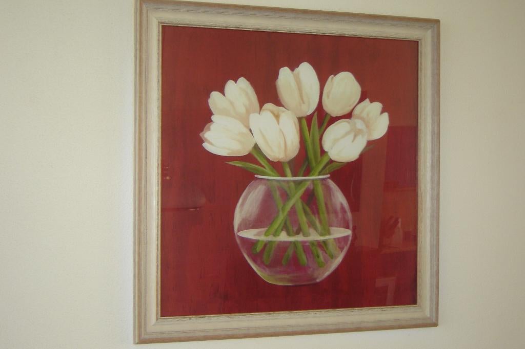 schilderij tulpen in vaas, Ophalen, Zo goed als nieuw, Minder dan 50 cm, Schilderij
