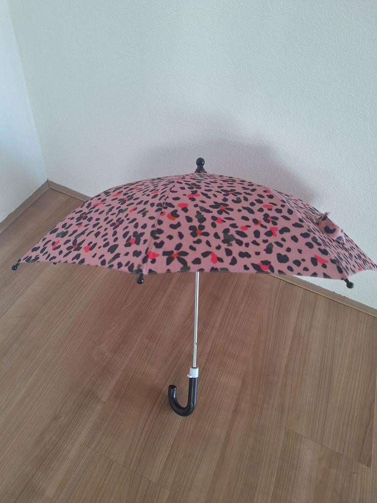 Hema kinderparaplu - Roze met luipaardprint, Sieraden, Tassen en Uiterlijk, Paraplu's, Ophalen of Verzenden, Gebruikt, Roze
