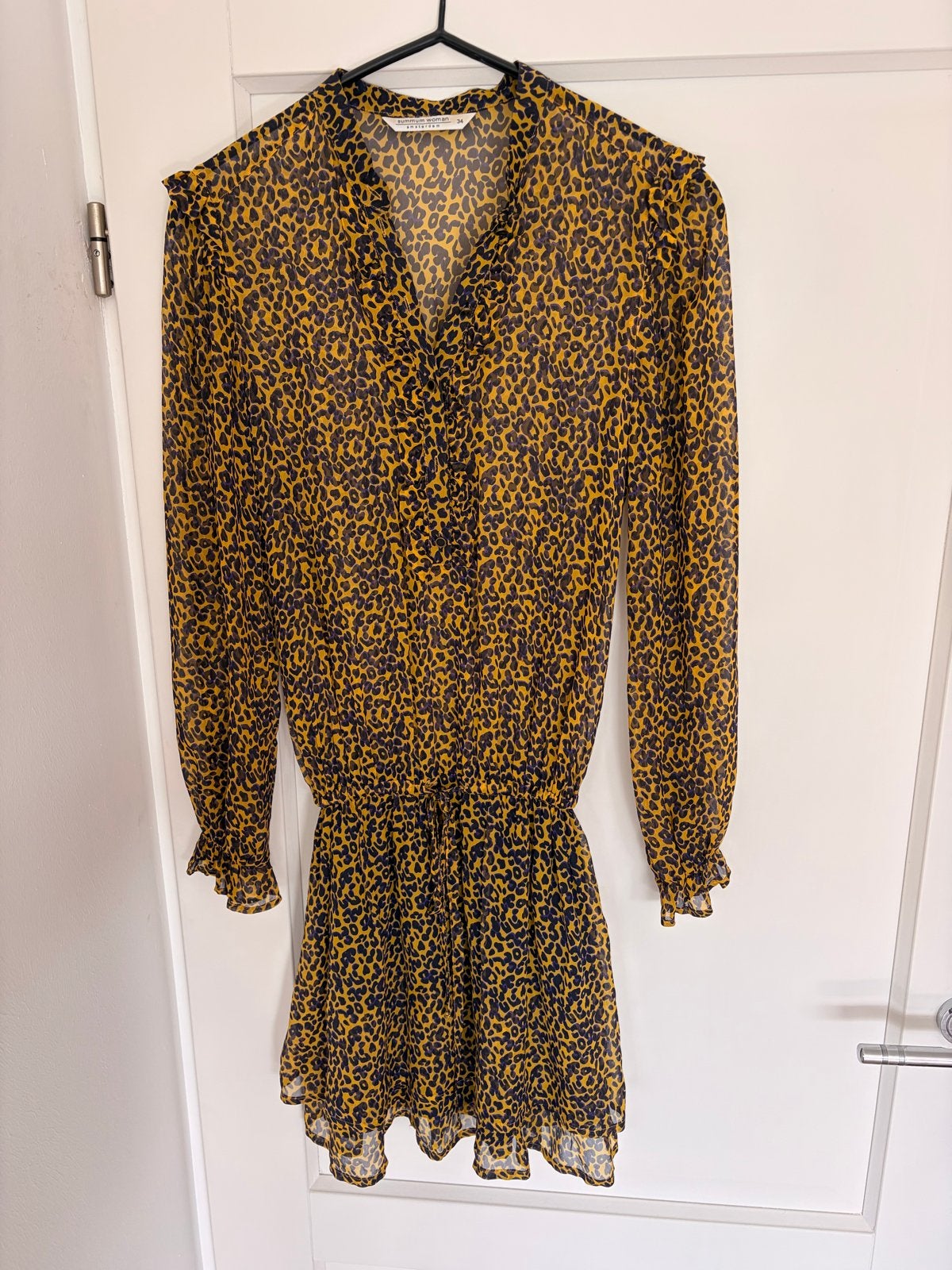 Summum Woman jurk met luipaardprint - Maat XS, Ophalen, Geel, Zo goed als nieuw, Maat 34 (XS) of kleiner