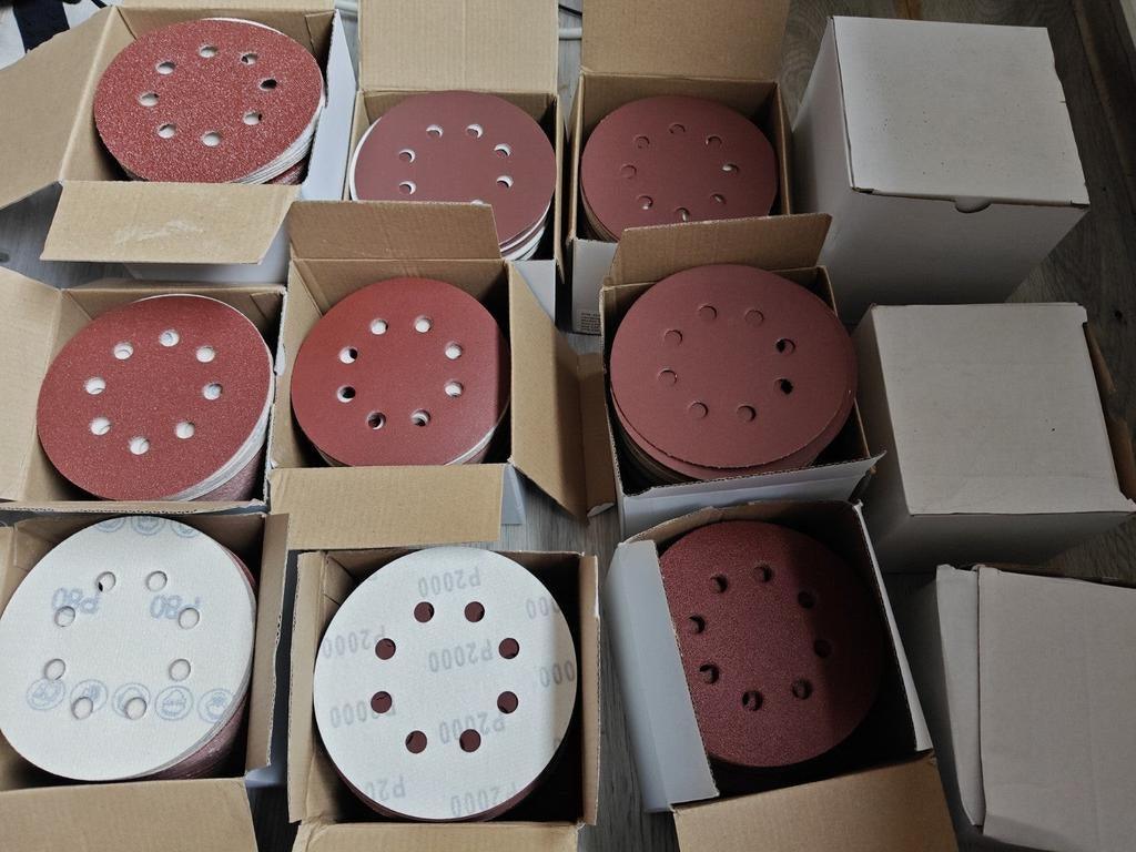 Schuurpapier rond 125 mm (8 gaten) diverse groftes, Ophalen of Verzenden, Nieuw, Minder dan 600 watt, Vlakschuurmachine