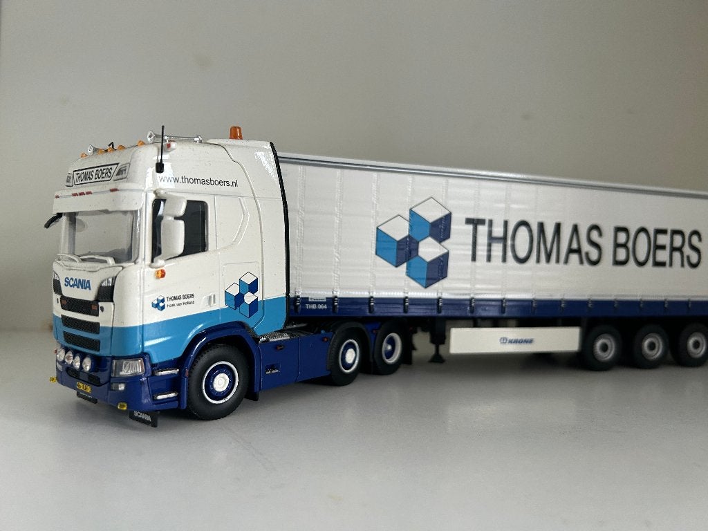 WSI Scania S Thomas Boers Oplegger 1:50, Ophalen of Verzenden, Zo goed als nieuw, Bus of Vrachtwagen, Tekno