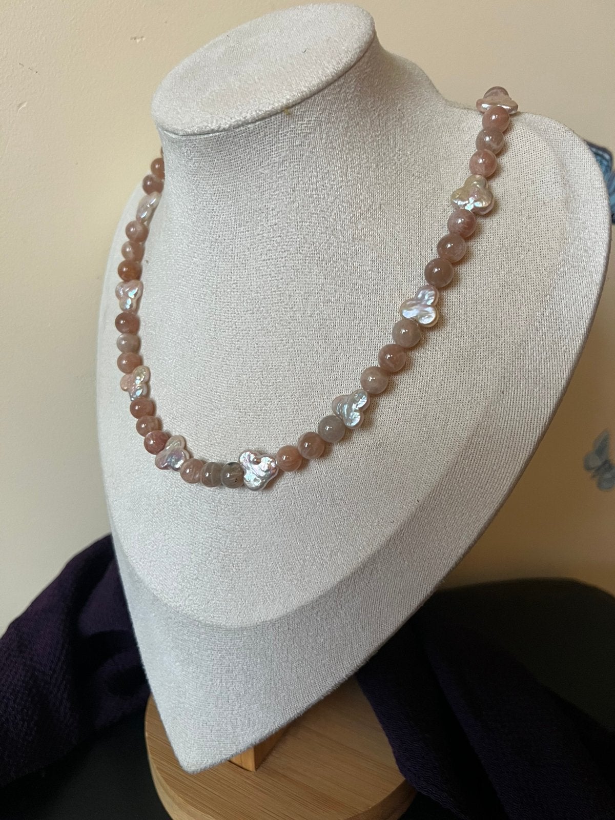 Maansteen roze parel beschermt harmonie magie liefde uniek, Sieraden, Tassen en Uiterlijk, Kettingen, Nieuw, Verstelbaar, Ophalen of Verzenden