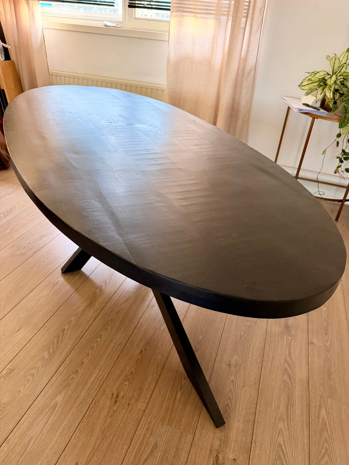 Mango houten eettafel, Ophalen, 100 tot 150 cm, 200 cm of meer, Zo goed als nieuw