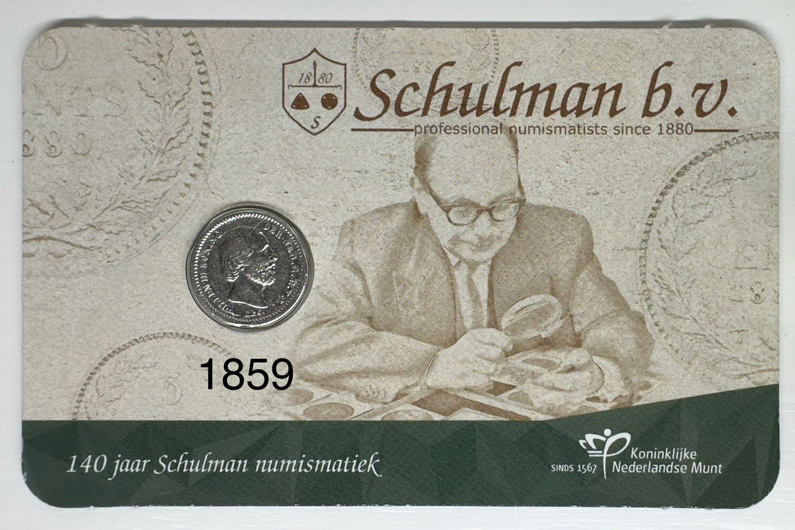 Schulman 1859 Coincard, Ophalen of Verzenden, Koning Willem III, Euro's