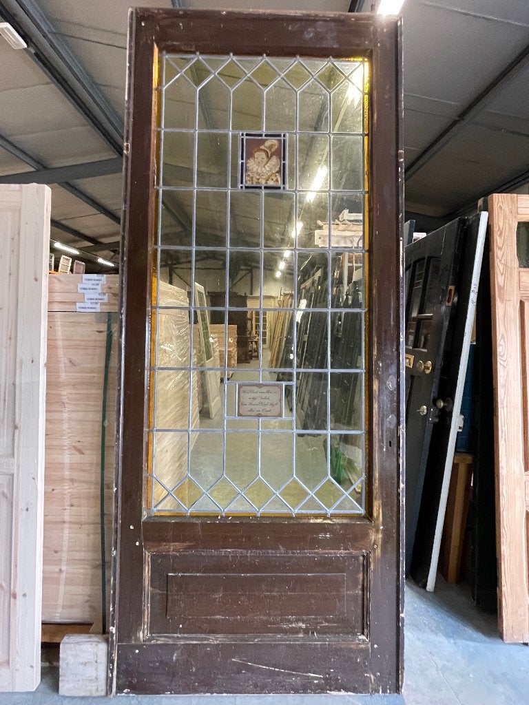 Losse glas in lood deur gebrandschilderd portret 291x121cm., Ophalen