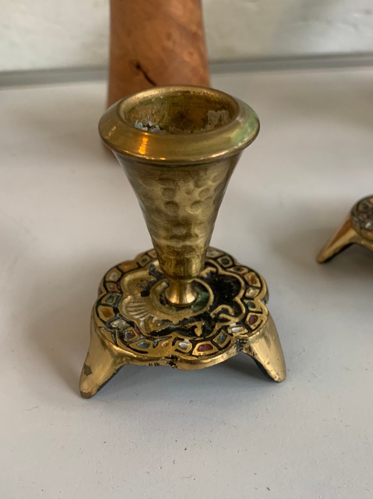 Kandelaar antieke kleine Sabra Israël messing kandelaars, Ophalen of Verzenden