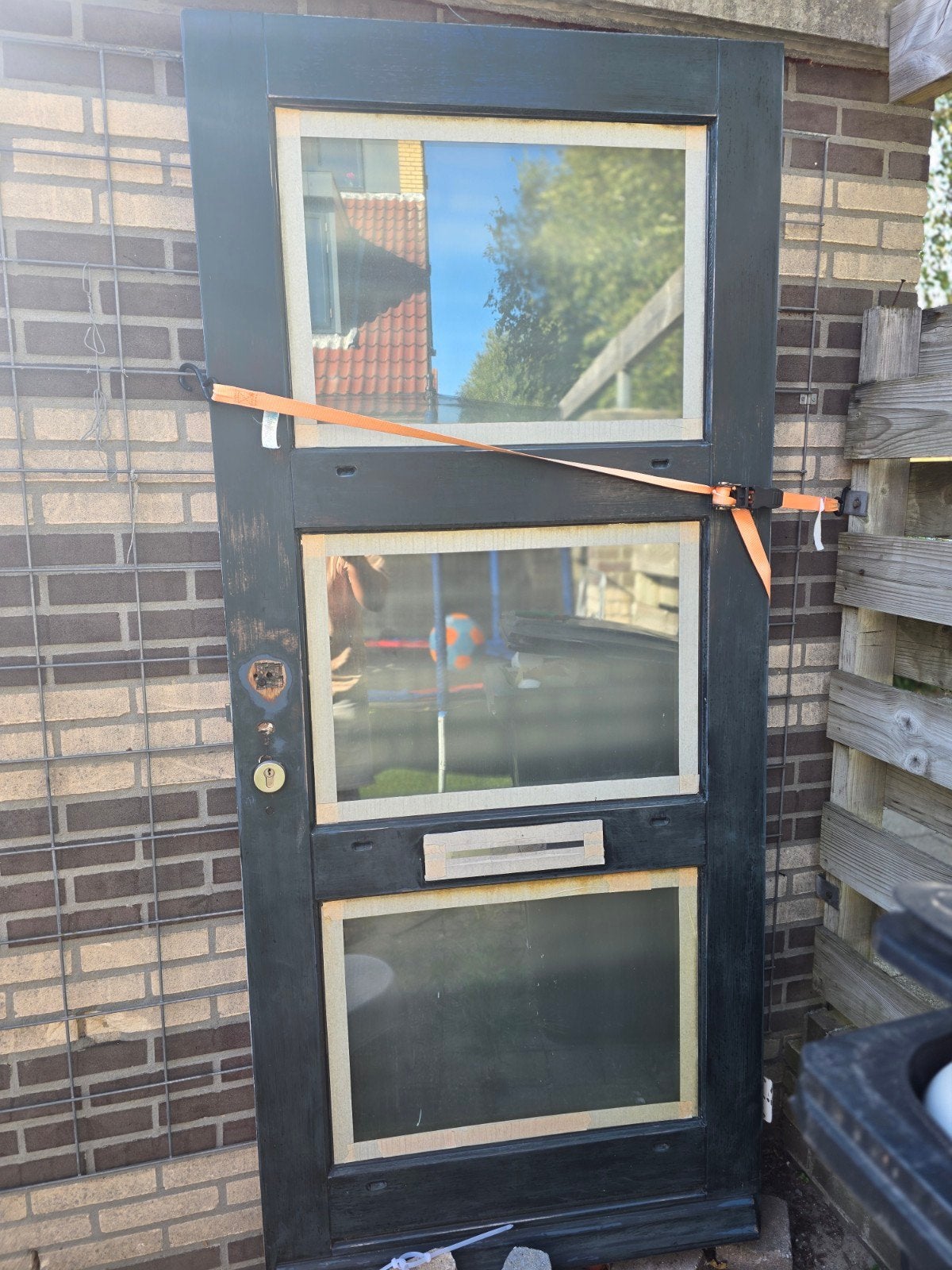Voordeur met glas, 93cm breed, 211cm lang, Ophalen, 80 tot 100 cm, 200 tot 215 cm, Hout