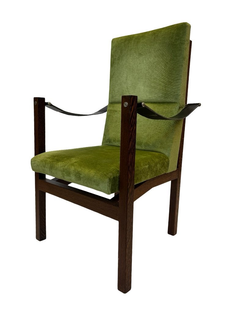 Vintage Fauteuil Massief Wenge Design Jaren 60 Leer Design, Ophalen, Gebruikt, Vintage fauteuil, Vintage fauteuil