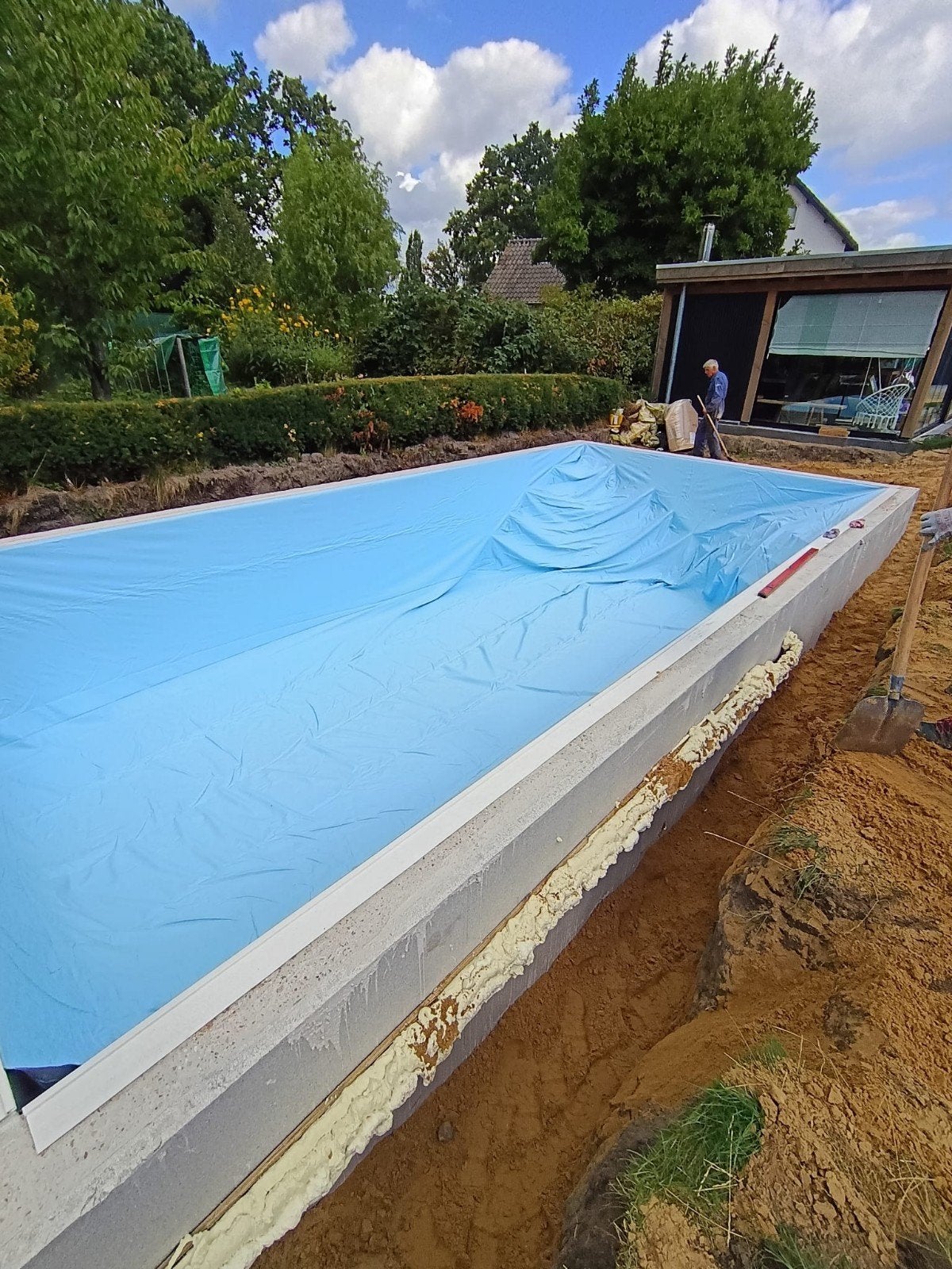 Zwembadliner 8x4x1.5m met hoektrap, 300 cm of meer, Zo goed als nieuw, Rechthoekig, Ophalen