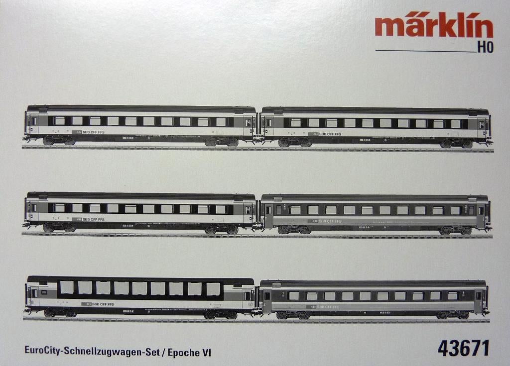Märklin 43671 Set(6) Personenrijtuigen SBB, Wisselstroom, Treinset, Nieuw, Ophalen of Verzenden