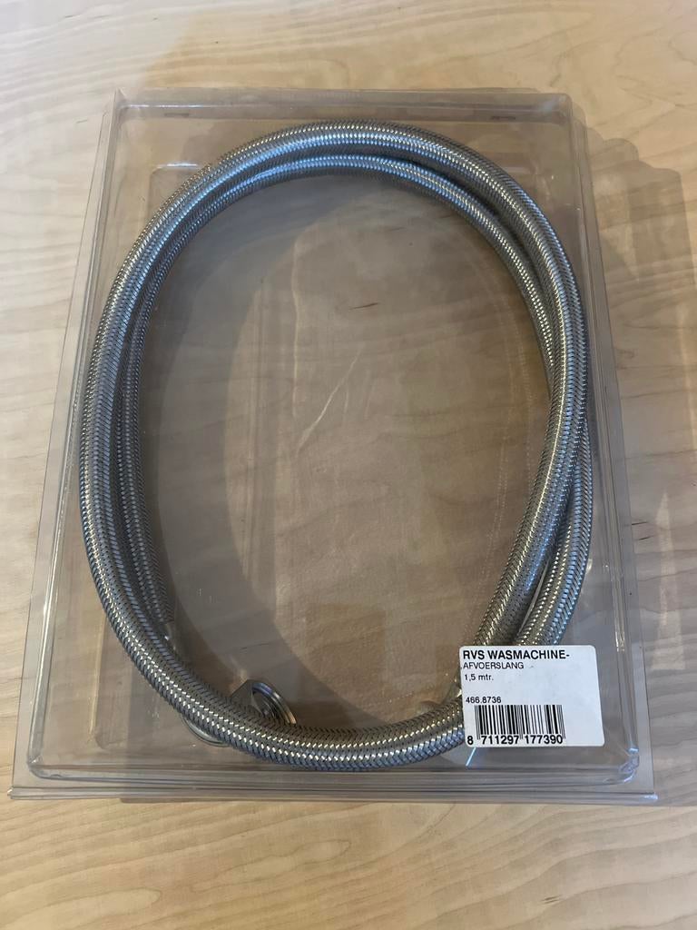 RVS Wasmachine Afvoerslang 1,5 mtr., Ophalen of Verzenden, Nieuw