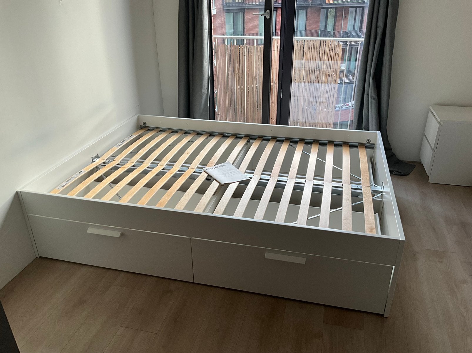 Bed 140x200 Ikea Brimnes, Ophalen, Gebruikt, Wit, Tweepersoons
