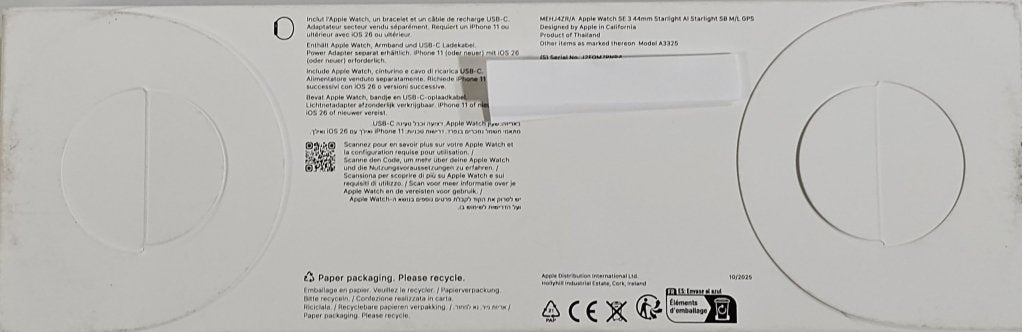 Apple Watch Se 3 - 44mm - Starlight- Sport Band M/L | Nieuw, Computers en Software, Apple Distribution International, Nieuw, Ophalen of Verzenden
