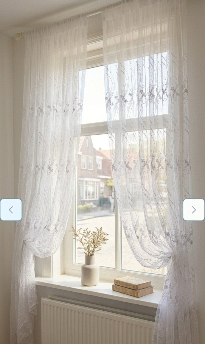 Witte vitrages, Ophalen of Verzenden, Zo goed als nieuw, 200 cm of meer, 200 cm of meer