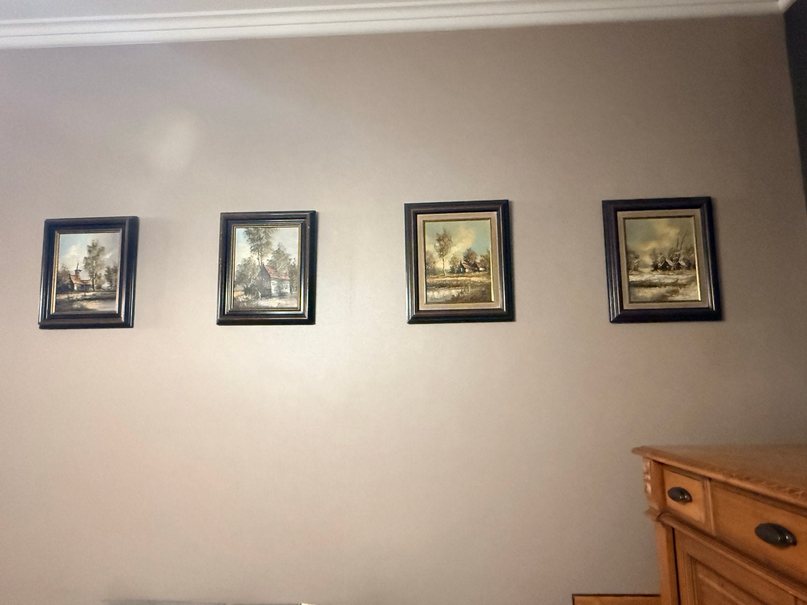 Set van 4 Schilderijen R. Wolters - Landelijke Taferelen, Antiek en Kunst, Ophalen, Doek, Realistisch, Gesigneerd