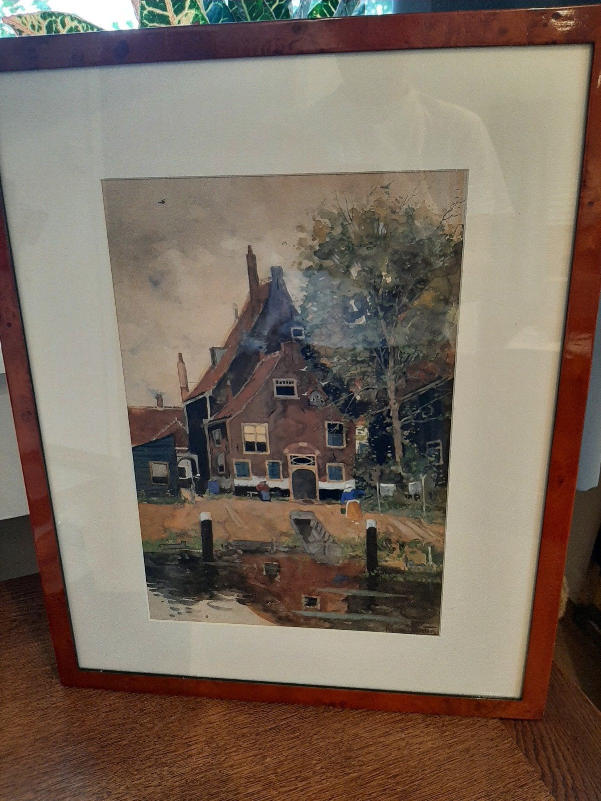 Aquarel  A.J. van Driesten 1878-1969, Antiek en Kunst, Ophalen, Impressionistisch, Ingelijst, Aquarel