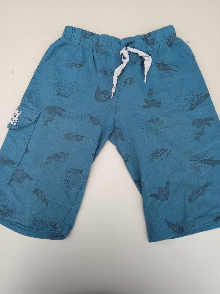 Stoere blauwe jongens short met surfprint, Ophalen of Verzenden, Gebruikt, Onbekend, Jongen