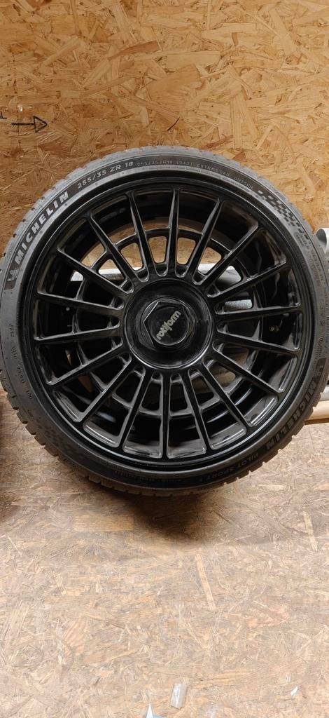 Rotiform las R  met Michelin Pilot Sport 5 banden, 18 inch, Gebruikt, 255 mm, Banden en Velgen