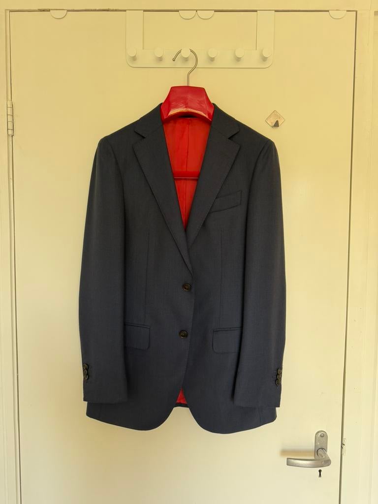 Suitsupply Blue Bird's Eye Sienna Suit, Kleding | Heren, Kostuums en Colberts, Ophalen, Zo goed als nieuw, Blauw