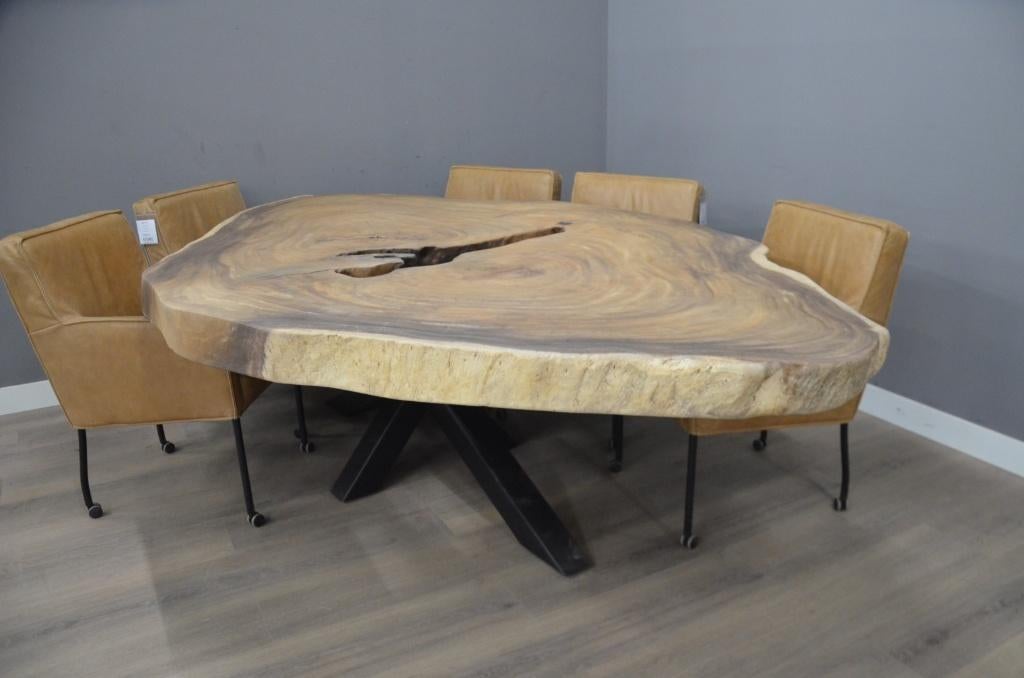 Boomstamtafel Ovaal 280 cm BT196, Huis en Inrichting, Tafels | Eettafels, Overige houtsoorten, Verzenden, 150 tot 200 cm, Vijf personen of meer