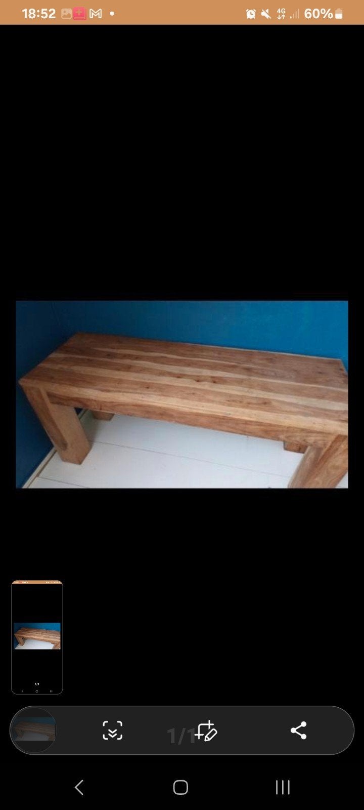 Sheesham houten bankje 117 cm, Bruin, Ophalen of Verzenden, Hout, Gebruikt