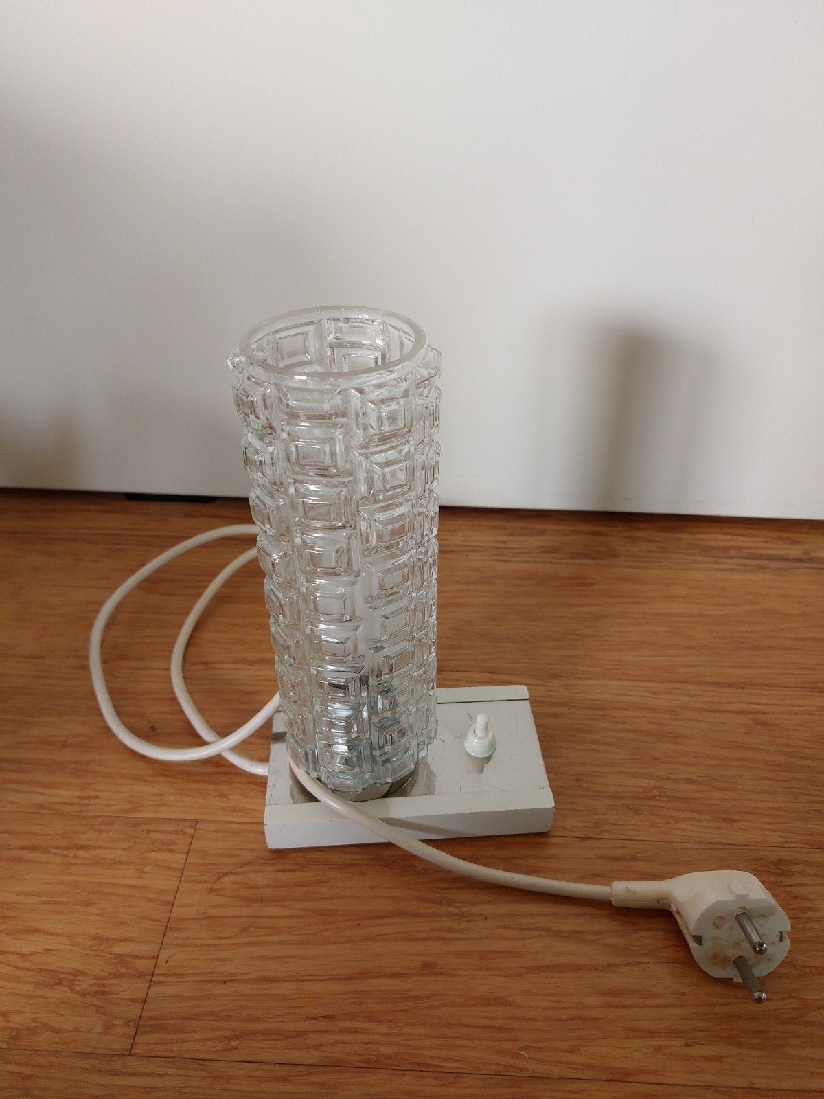 Glazen tafellamp 21 cm hoog met kleine fitting, Ophalen, Gebruikt, Modern