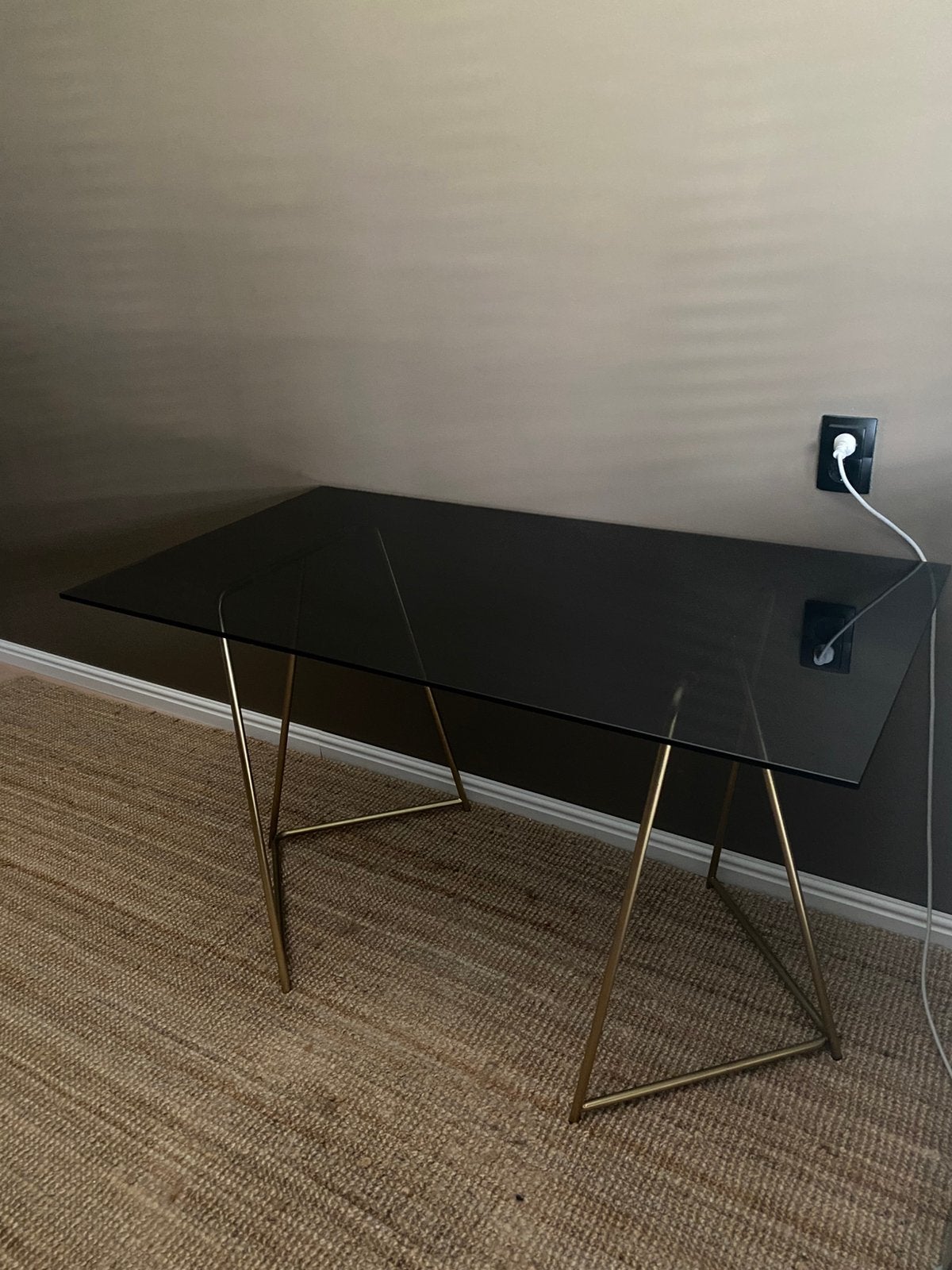 Made glazen bureau gouden bureau rookglas, Huis en Inrichting, Bureaus, Ophalen, Gebruikt, Overige typen