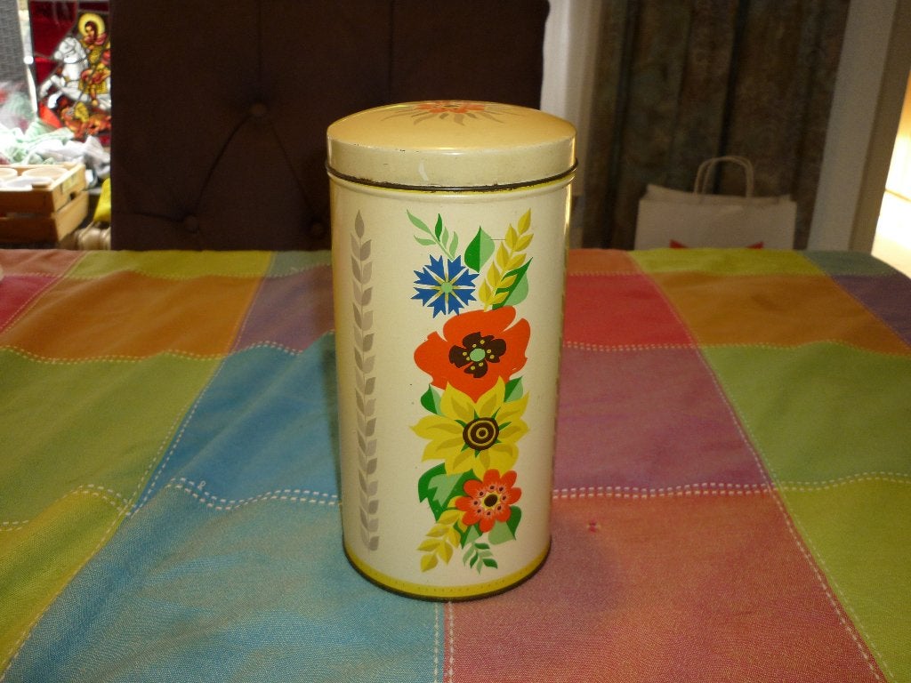 Mooie beschuitblik met bloemen erop in goede staat, Verzamelen, Ophalen of Verzenden, Gebruikt, Beschuit