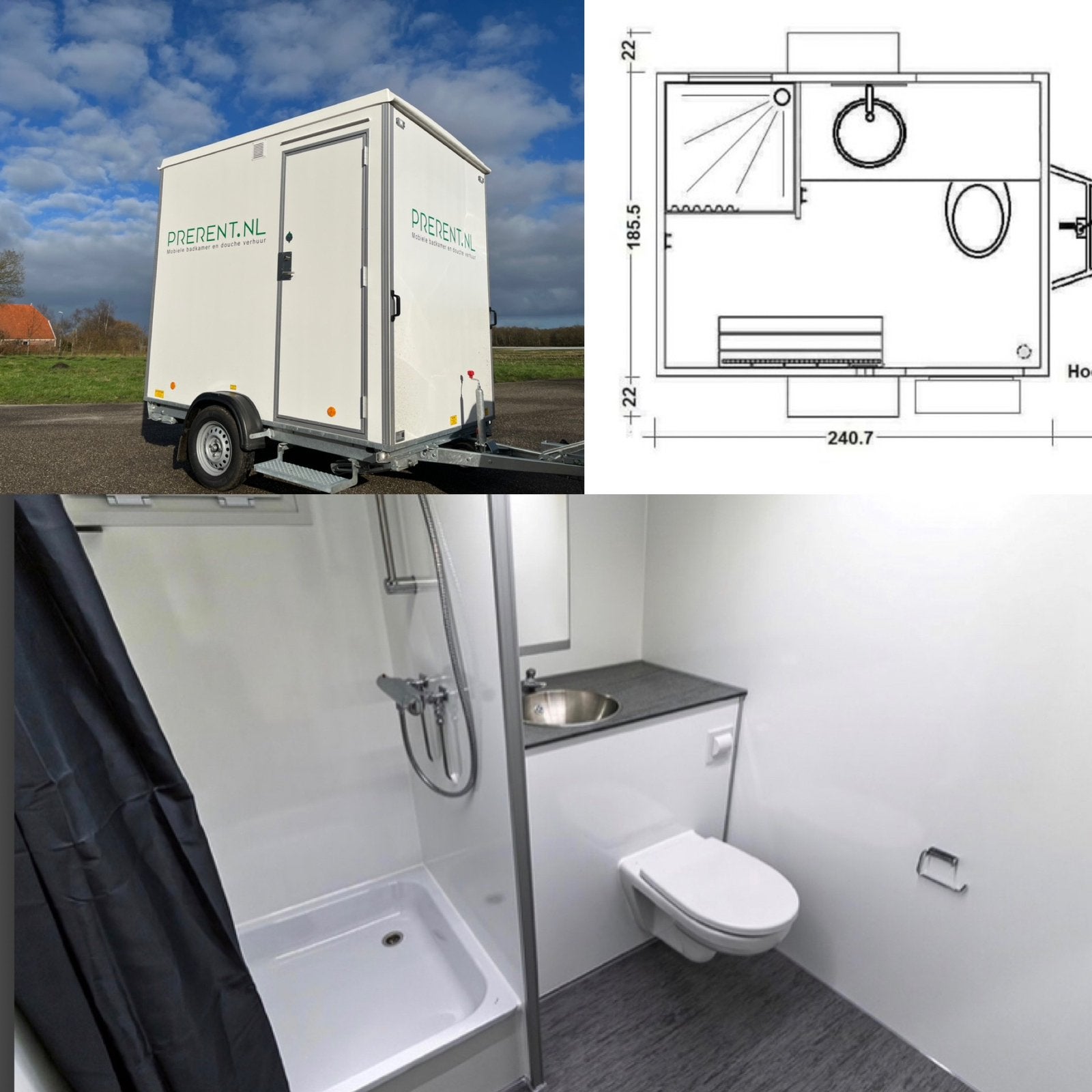 Mobiele badkamer huren, nooddouche, Huis en Inrichting, Ophalen of Verzenden, Zo goed als nieuw
