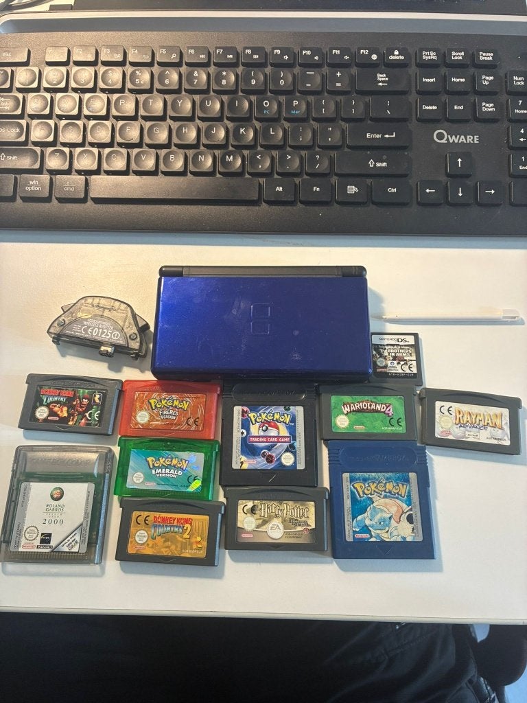 DS Lite met diverse spellen, Spelcomputers en Games, Blauw, Ophalen of Verzenden, DS Lite, Gebruikt