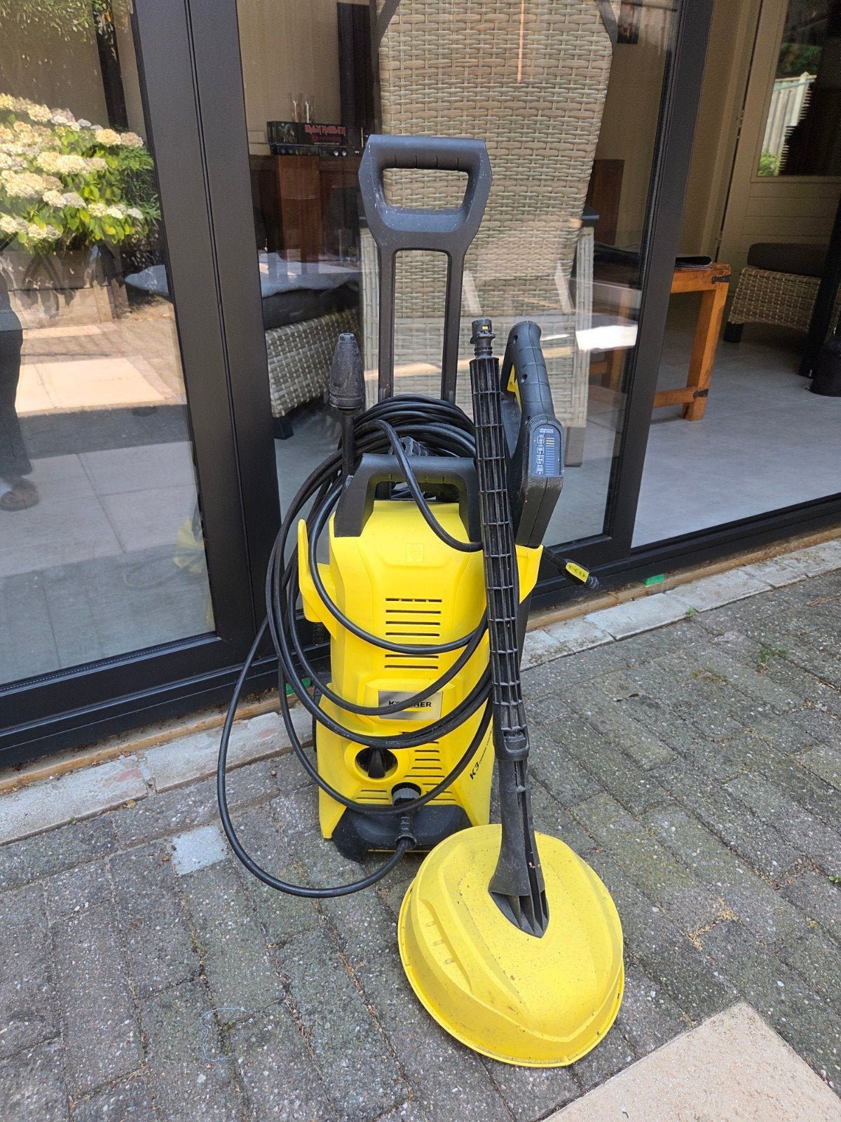 Kärcher K3 hogedrukreiniger met 2 patioborstels, Ophalen of Verzenden, Zo goed als nieuw, Elektrisch, Karcher