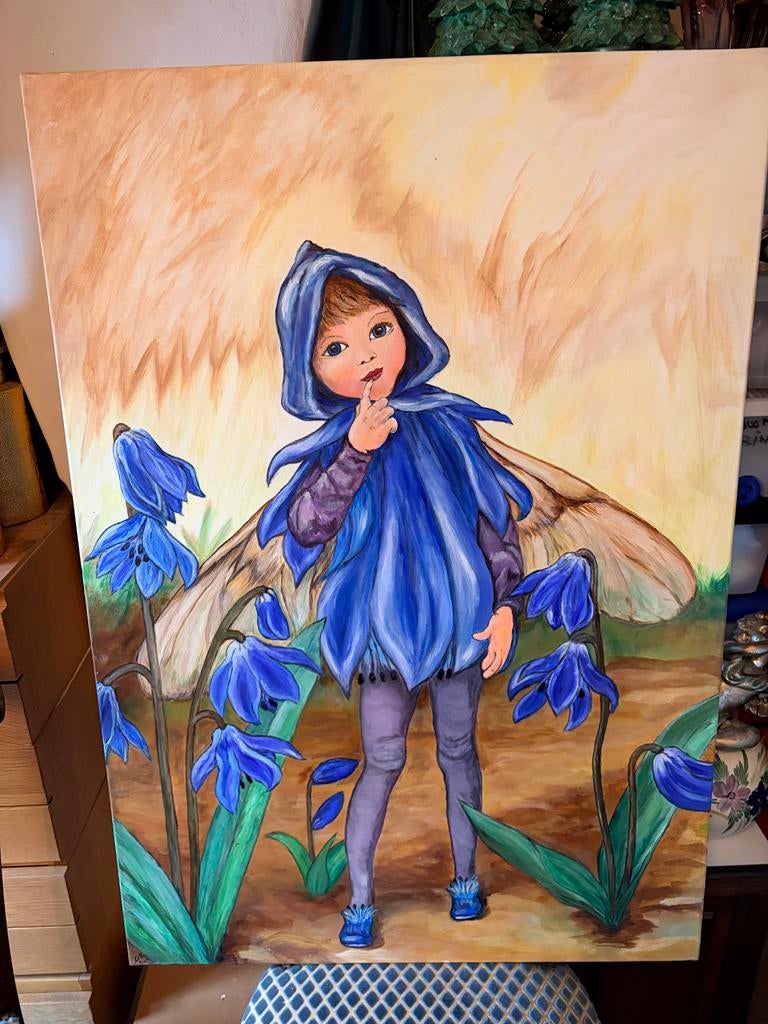 Set van 5 handgeschilderde sprookjesachtige schilderijen, Antiek en Kunst, Kunst | Schilderijen | Modern, Ophalen