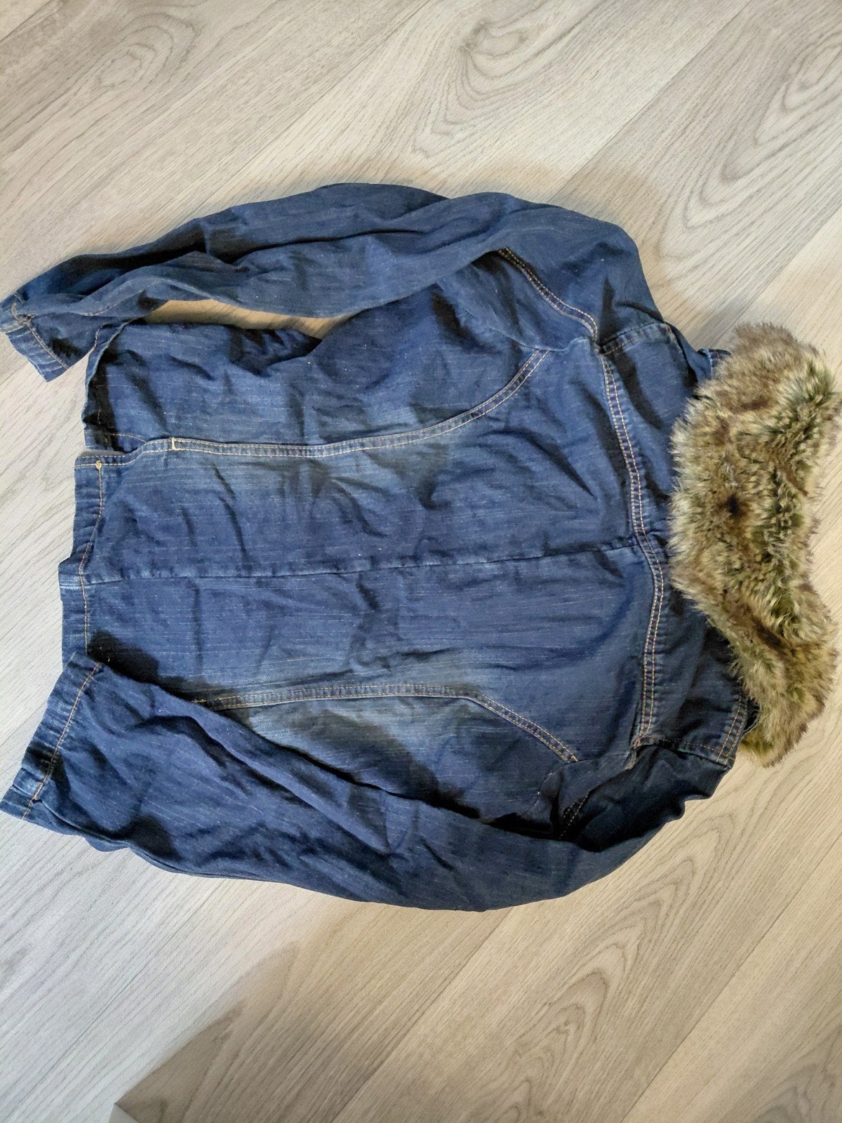 spijkerjasje met namaak bontkraag, Kleding | Dames, Ophalen of Verzenden, Zo goed als nieuw, Blauw